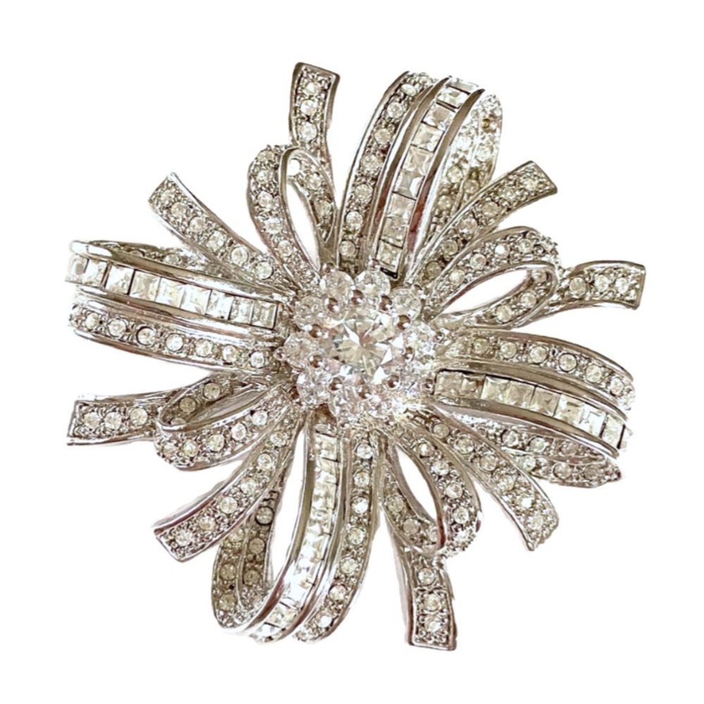 NADRI Cz Rhinestone Brooch Silver